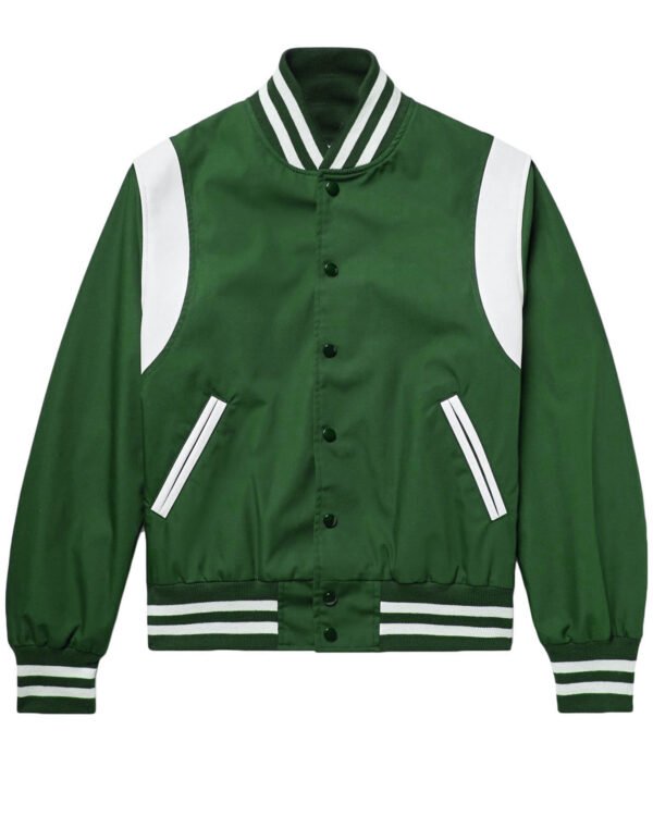 Green Satin Varsity Jacket
