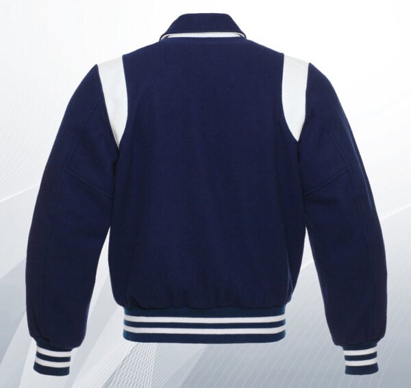 Navy Blue Wool Varsity Jacket - Image 2