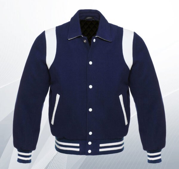 Navy Blue Wool Varsity Jacket