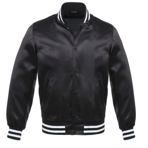 Black Satin Varsity Jacket