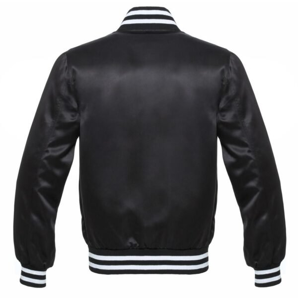 Black Satin Varsity Jacket - Image 2