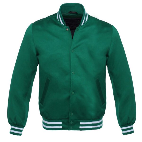 Green Satin Varsity Jacket