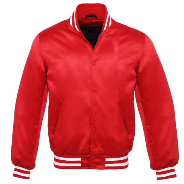 Red Satin Varsity Jacket