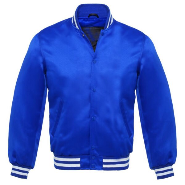 Royal Blue Satin Varsity Jacket