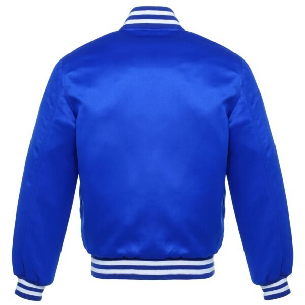 Royal Blue Satin Varsity Jacket - Image 2
