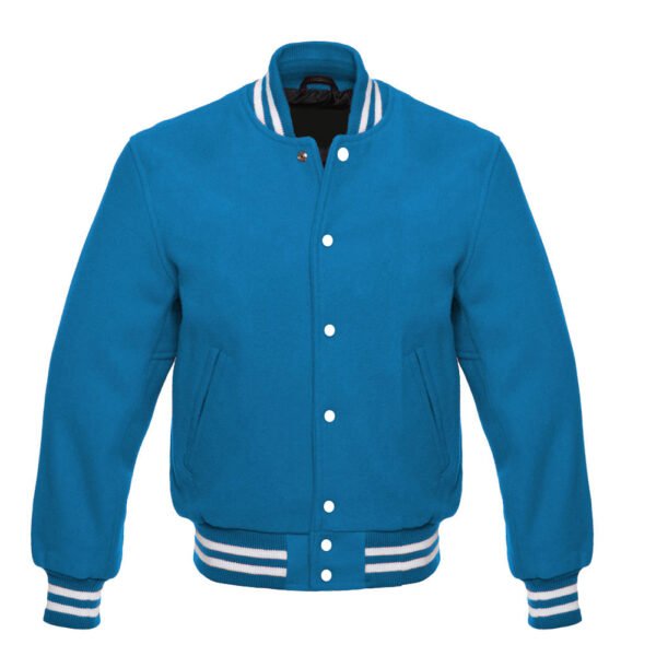Teal Blue Wool Varsity Jacket