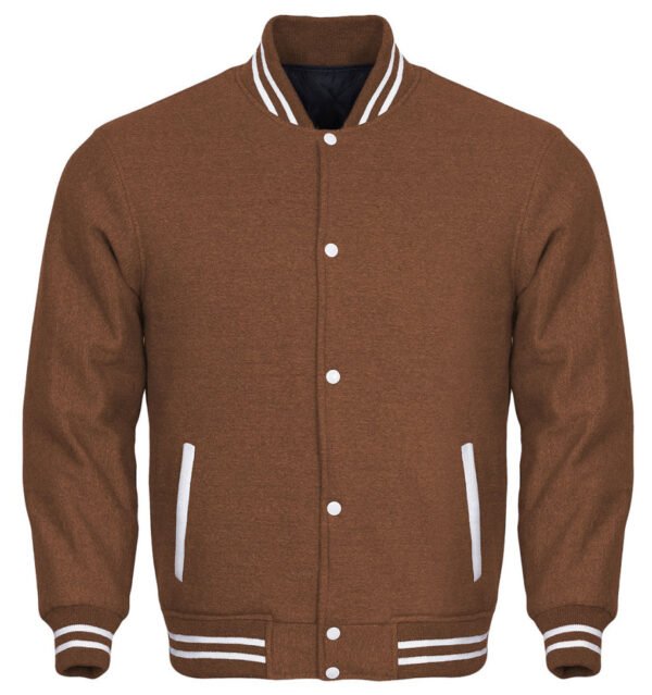 Forest Brown Cotton Varsity Jacket