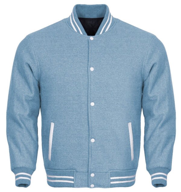 Sky Blue Cotton Varsity Jacket